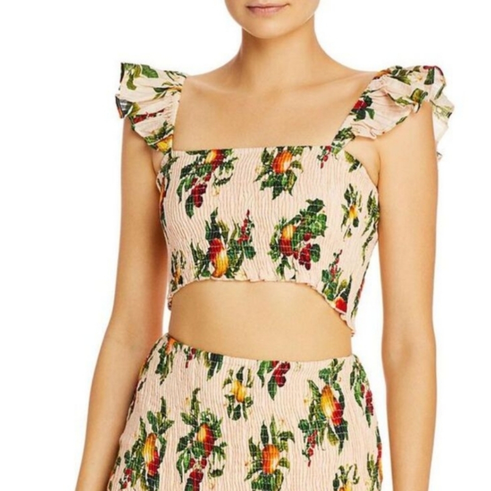 NWT Significant Other Lily Floral Orchard Pink Ruched Crop Top‎ 2